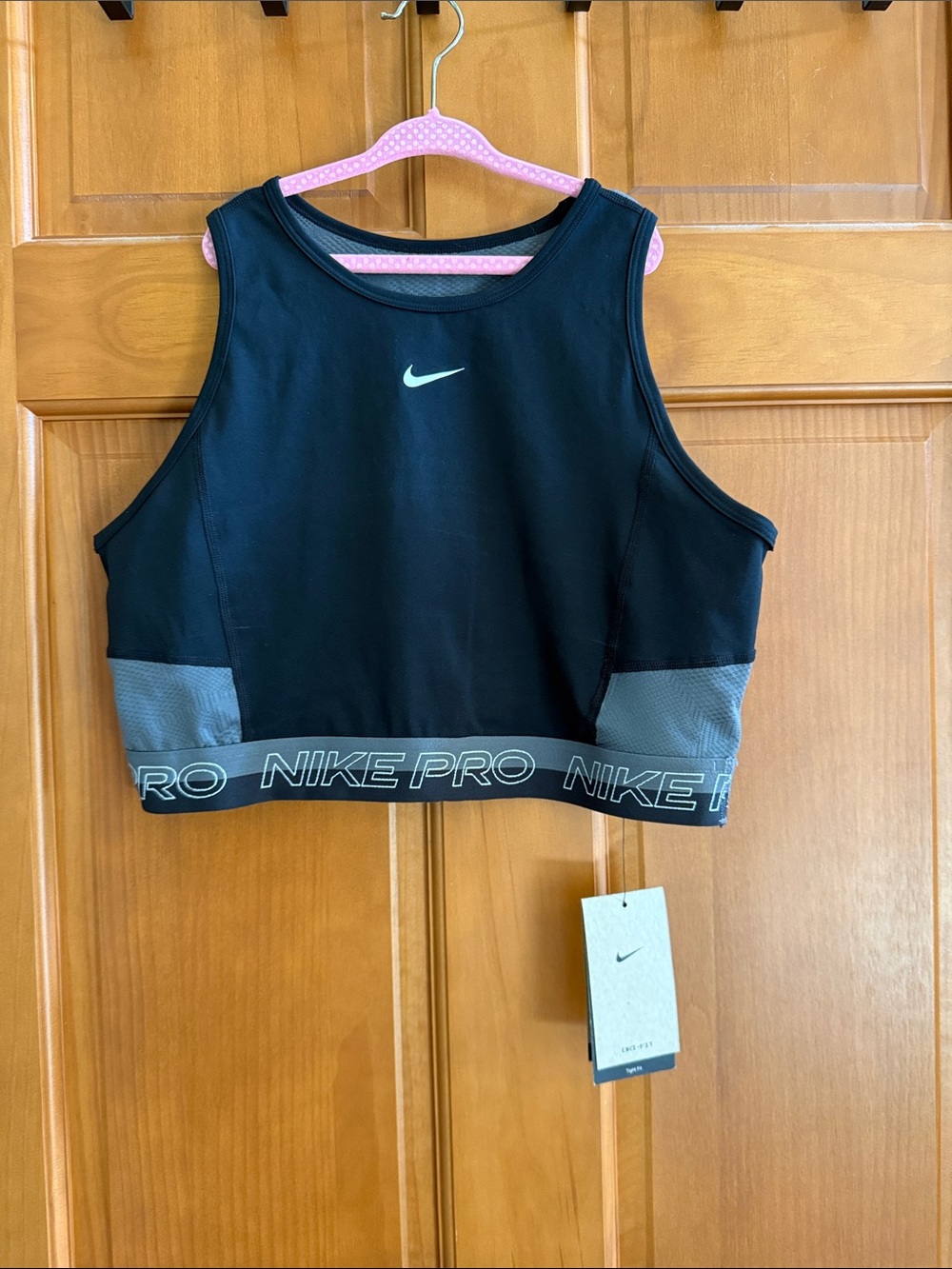 Nike Black & Gray Pro Cropped Sports Tank